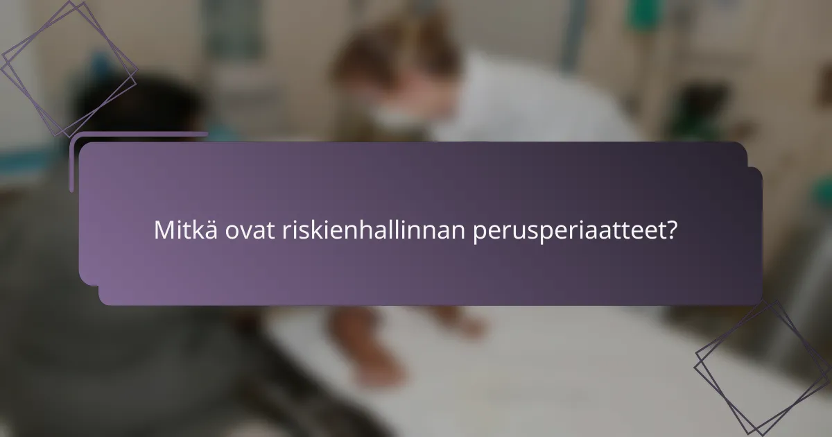 Mitkä ovat riskienhallinnan perusperiaatteet?